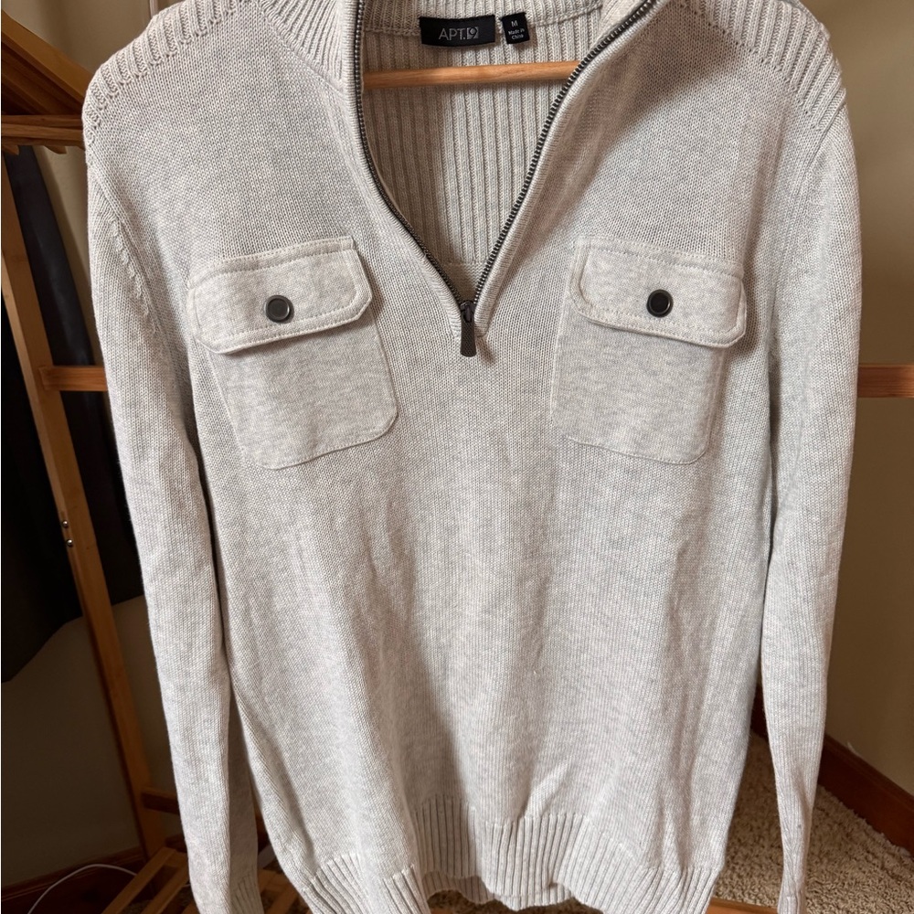Apt. 9 Men's Light Gray Zip-Up Sweater